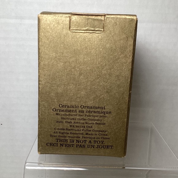 Starbucks Coffee Ceramic Ornament Gift Box Holiday Christmas Decor 2008 - Picture 2 of 7